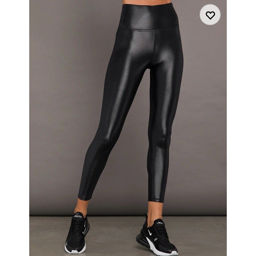 CARBON38 High Rise 7/8 Leggings Metallic Takara Shine Wide Waistband Stretch XS